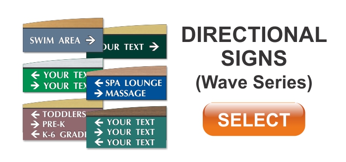 wave series ADA braille directional signs